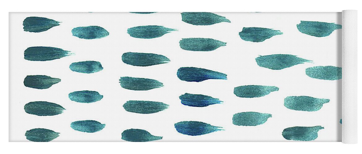 Dash Yoga Mat featuring the mixed media Green Dash Pattern by Ani Del Sol