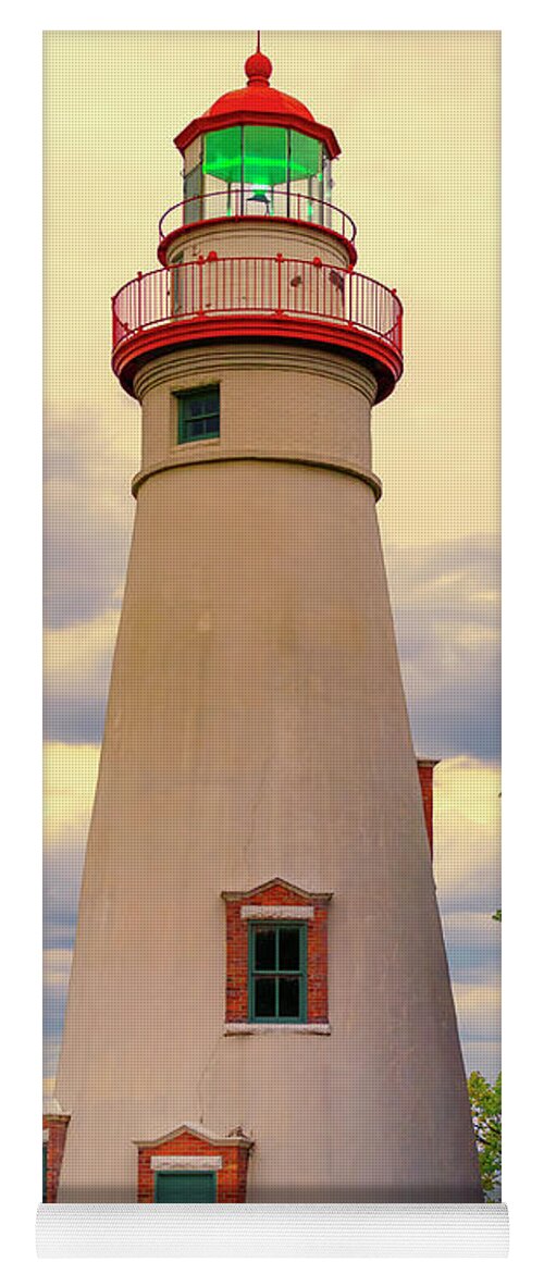 Marblehead Lighthouse Yoga Mat featuring the photograph Green Light Ohio Golden Hour by Marianne Campolongo