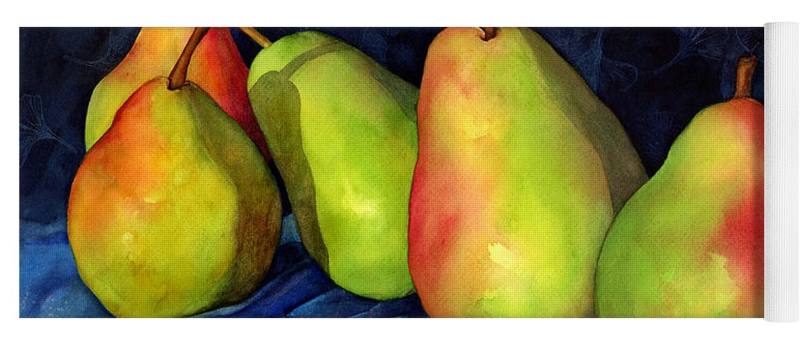 Pear Yoga Mat featuring the painting Green Pears by Hailey E Herrera