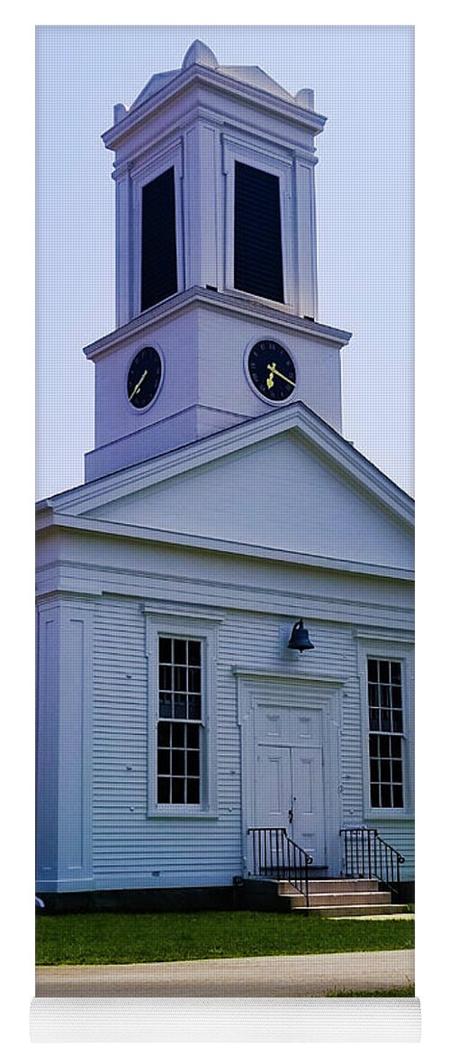 Mystic Seaport Yoga Mat featuring the photograph Greenmanville Church by Elizabeth M
