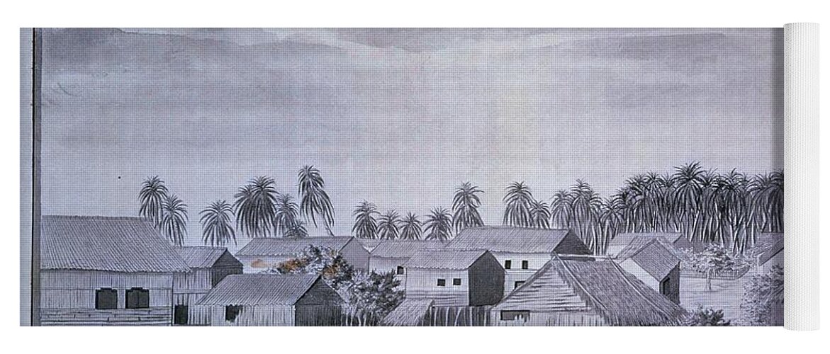 Cardero Jose Yoga Mat featuring the drawing Guayaquil Houses - 18th Century - Malaspina Expedition. by Jose Cardero -1766-1811-