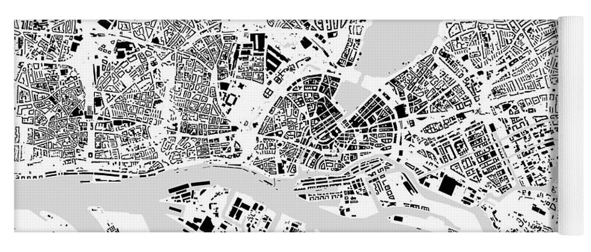City Yoga Mat featuring the digital art Hamburg building map by Christian Pauschert