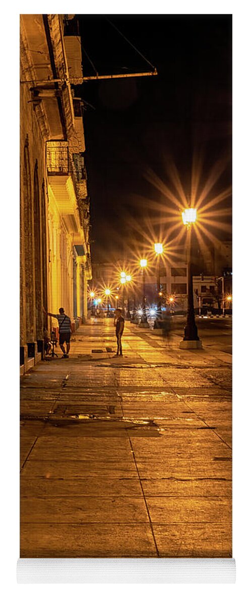 Havana Cuba Yoga Mat featuring the photograph Havana Street Lights by Tom Singleton