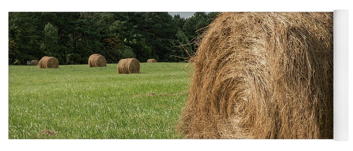 Hay Bales Yoga Mat featuring the photograph Hay Bales by Minnie Gallman