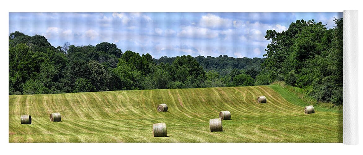 Hay Yoga Mat featuring the photograph Hay Fields of Virginia by Kerri Farley