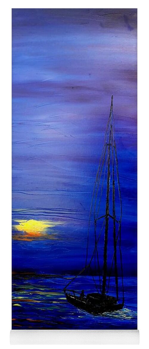  Yoga Mat featuring the painting Hazy Blue Mid Night Sails #2 by James Dunbar