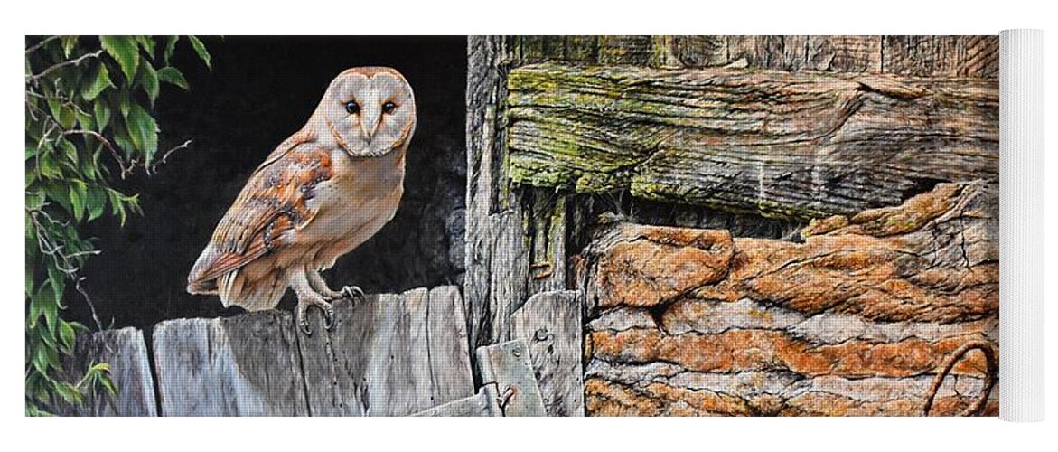 Paintings Yoga Mat featuring the painting Heading Out For Dinner - Barn Owl by Alan M Hunt by Alan M Hunt