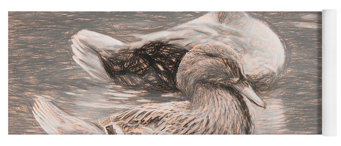 Duck Yoga Mat featuring the photograph Headless Honey Duck Sketch by Don Northup