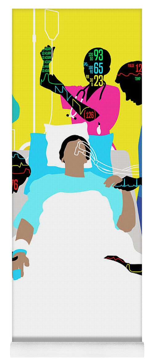 A And E Yoga Mat featuring the photograph Healthcare Workers Analyzing Digital by Ikon Images