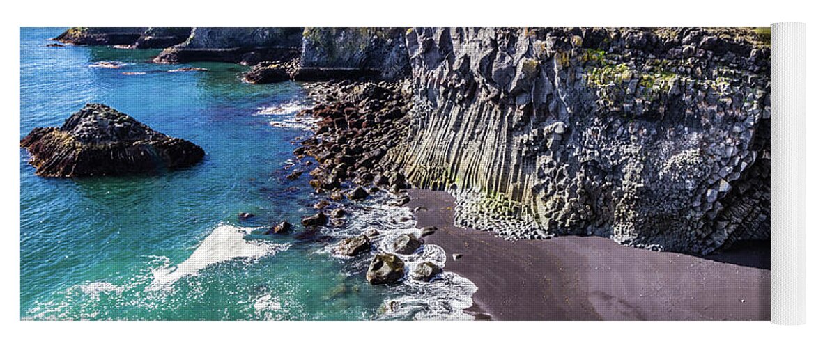 Coast Yoga Mat featuring the photograph Hellnahraun coast, Iceland by Lyl Dil Creations