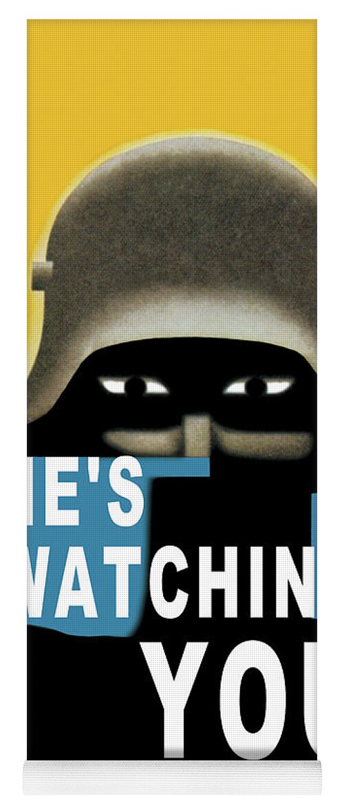 Espionage Yoga Mat featuring the painting He's Watching You by Glenn Grohe