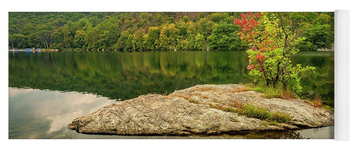 Estock Yoga Mat featuring the digital art Hessian Lake, Bear Mountain, Ny by Claudia Uripos
