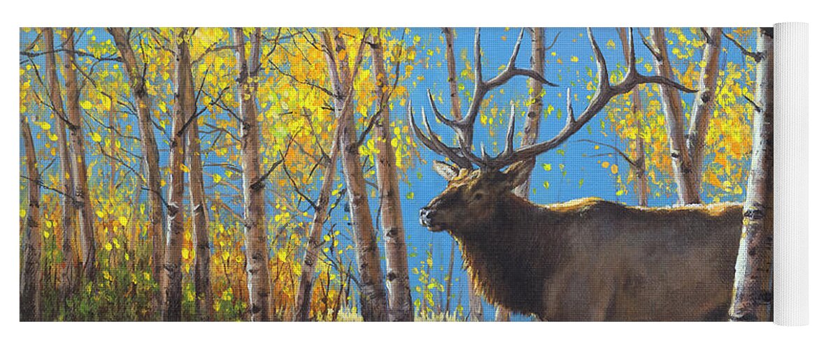 Elk Yoga Mat featuring the painting High Country Royalty by Kim Lockman