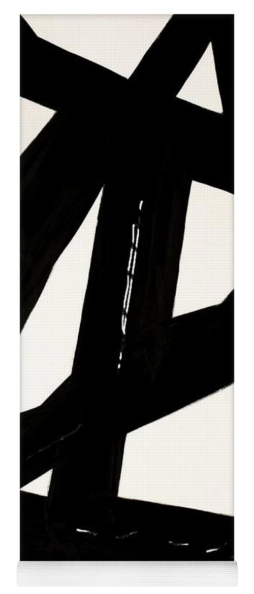Abstract Yoga Mat featuring the painting Highway Intersection - black and white abstract by Vesna Antic