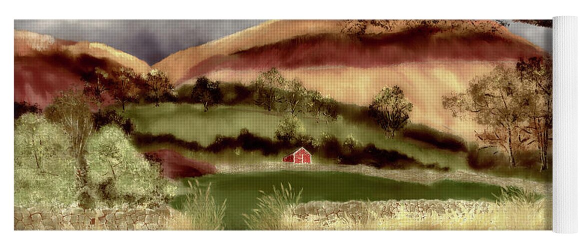 Farm Yoga Mat featuring the digital art Hills and Dales by Lois Bryan