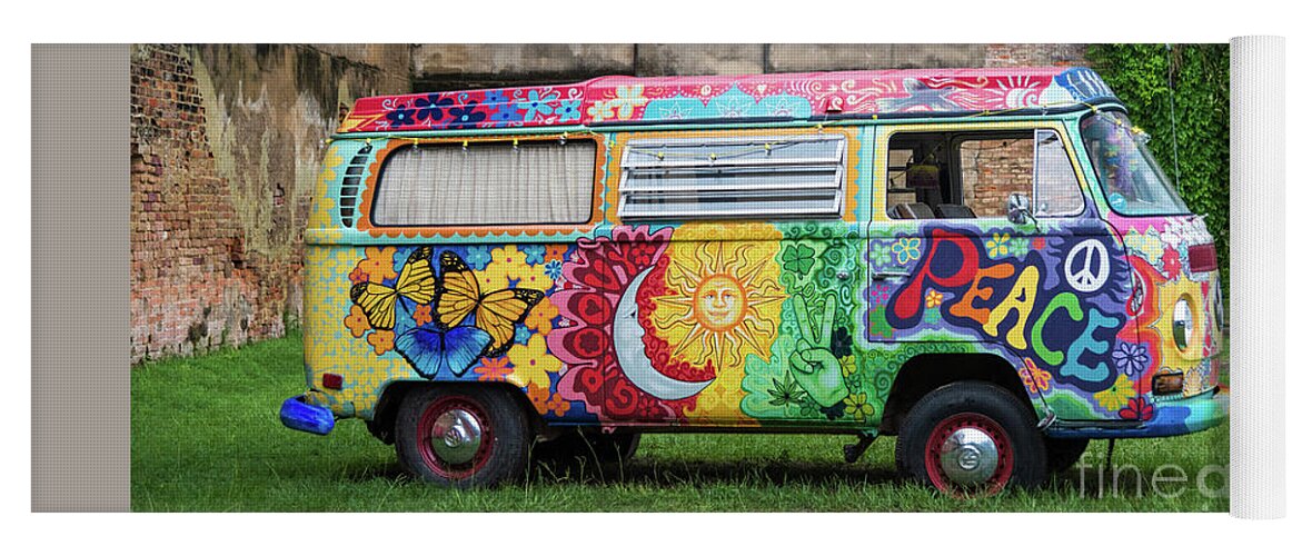 Volkswagen Yoga Mat featuring the photograph Hippie Dippie VW Micro Bus by Paul Quinn