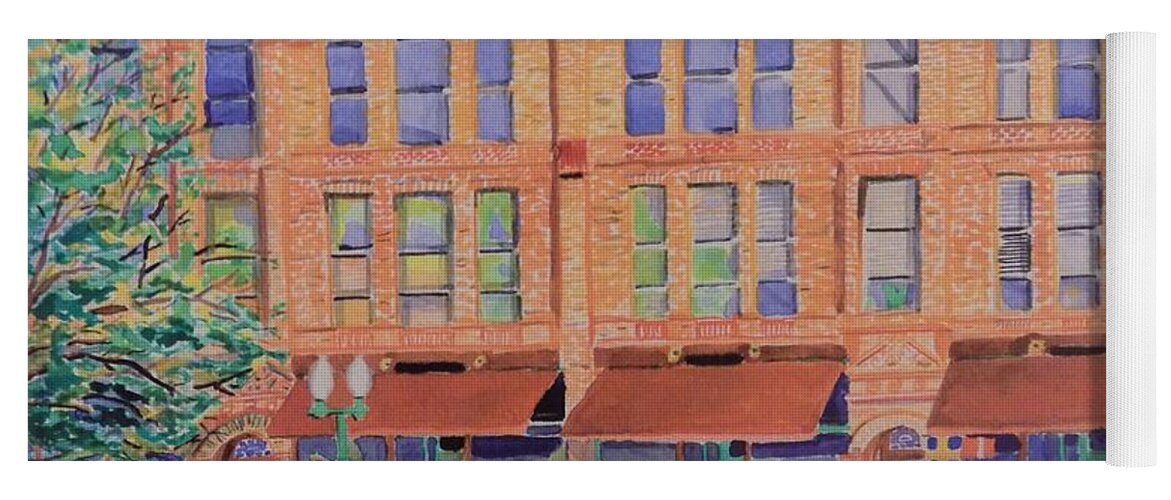 Historic Building Yoga Mat featuring the painting Historic Downtown by Rodger Ellingson
