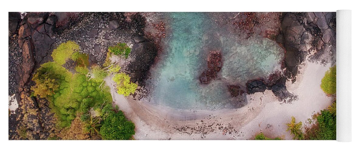 Kona Yoga Mat featuring the photograph Honokohau Harbor Beach Aerial by Christopher Johnson