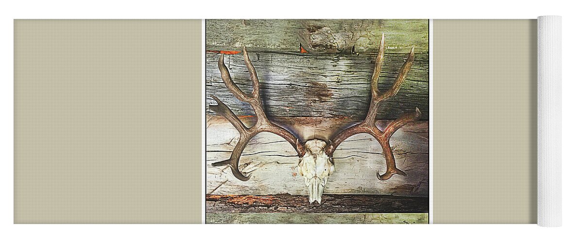 Skull Yoga Mat featuring the photograph Horns by Peggy Dietz