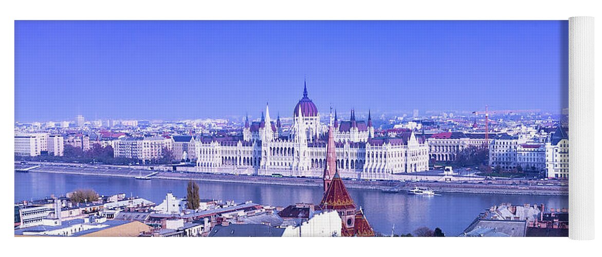 Budapest Yoga Mat featuring the photograph Hungarian Parliament From Buda by Diane Macdonald