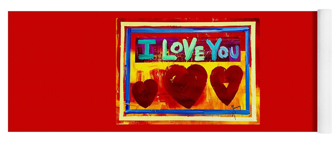 I Love You Yoga Mat featuring the painting I Love You - 1977 by Richard Sean Manning