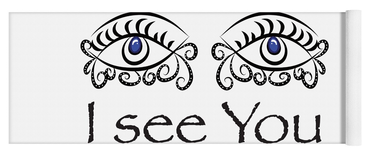 Eyes Yoga Mat featuring the digital art I See You by Patricia Piotrak