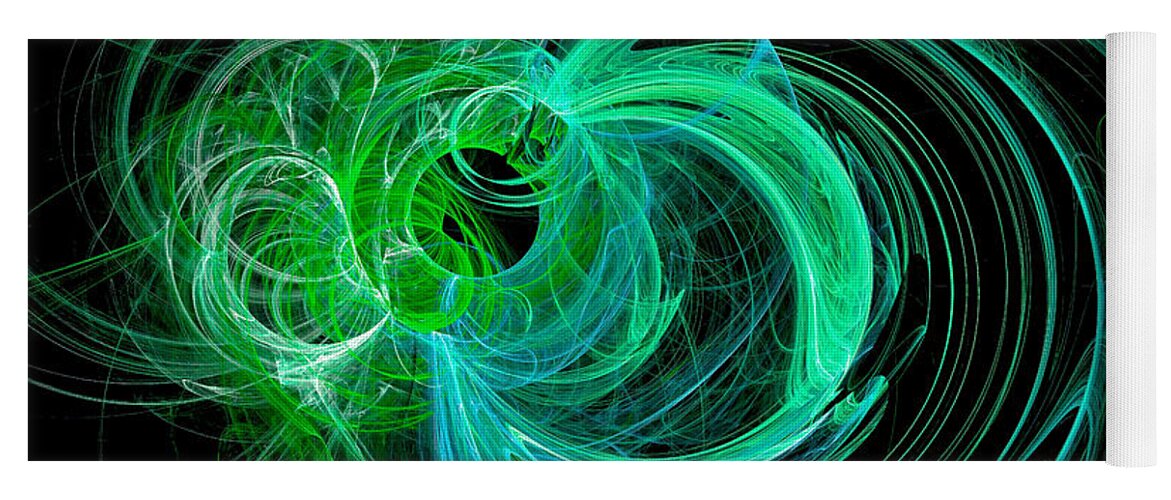 Space Yoga Mat featuring the digital art Into The Beyond Abstract Green by Don Northup