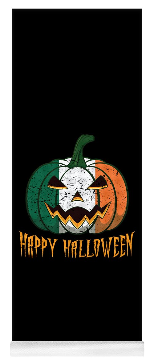 Ireland Halloween Costume Yoga Mat featuring the digital art Irish Flag Halloween Pumpkin Jack o Lantern Costume by Martin Hicks
