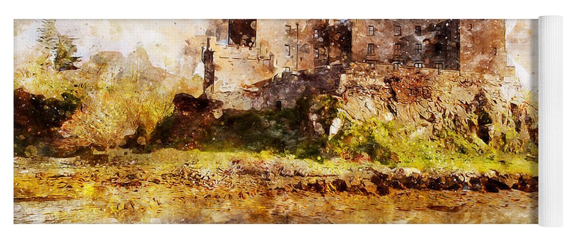 Isle Of Skye Yoga Mat featuring the painting Isle of Skye, Dunvegan Castle - 03 by AM FineArtPrints