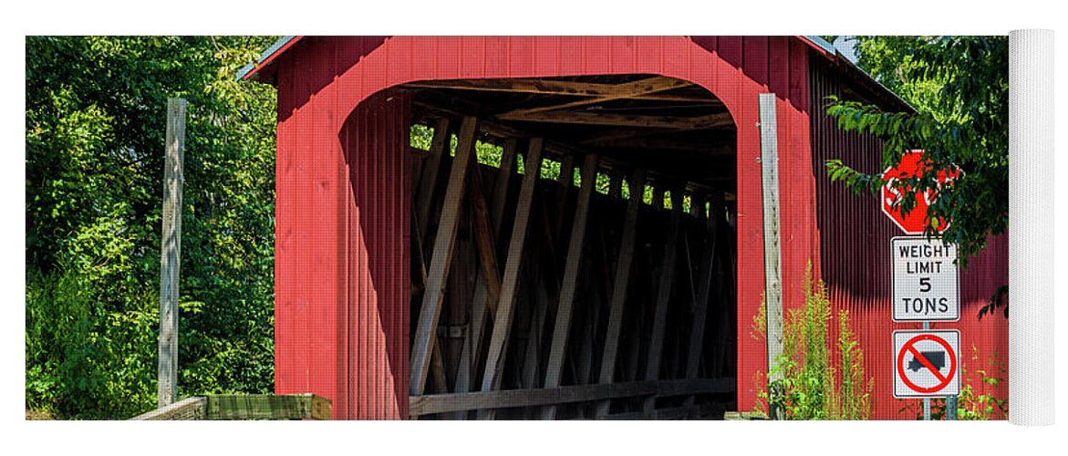 James Yoga Mat featuring the photograph James Covered Bridge - Commiskey - Indiana by Gary Whitton