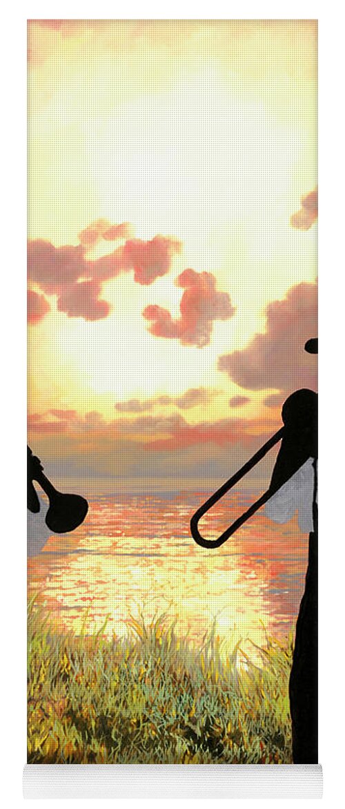 Jazz Yoga Mat featuring the painting Jazz Al Tramonto by Guido Borelli