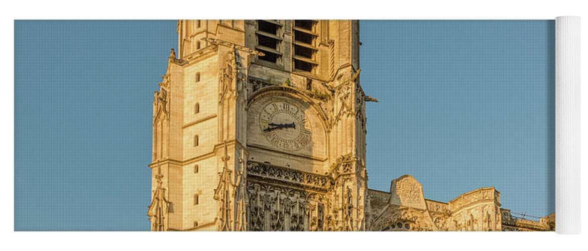 Cathedral Yoga Mat featuring the photograph Jewel of Troyes by Marcy Wielfaert