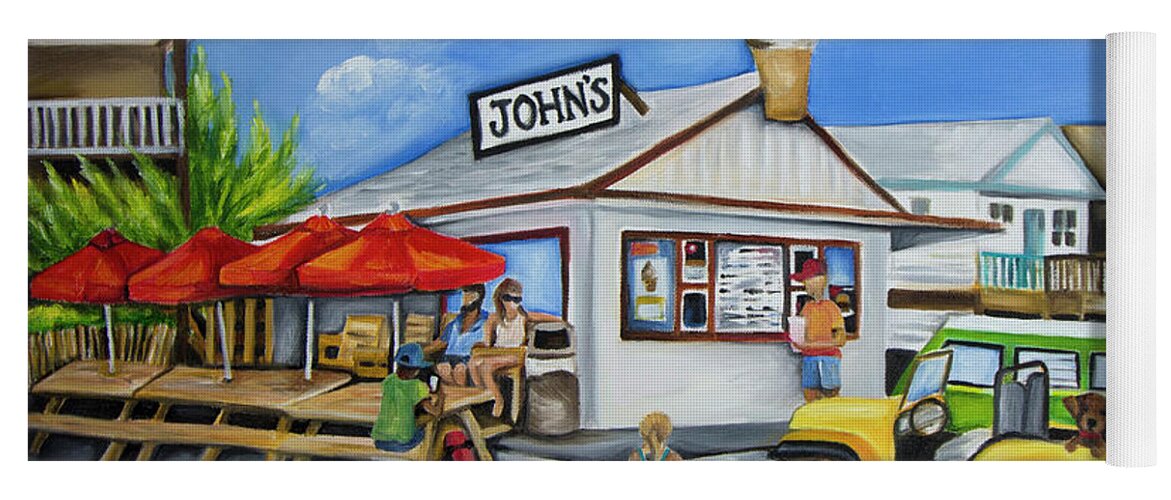 John's Drive In Yoga Mat featuring the painting John's Drive In by Barbara Noel