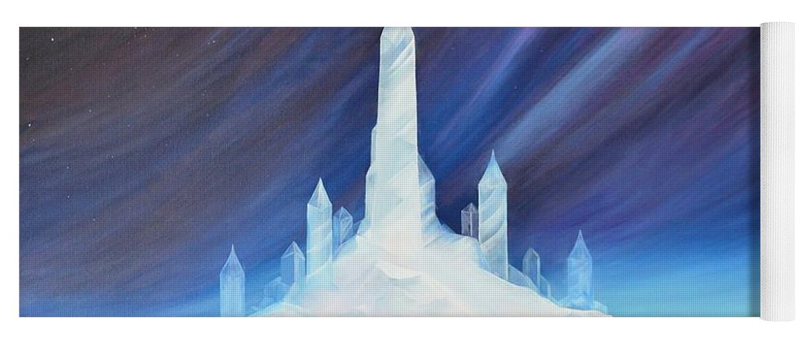 Snow Yoga Mat featuring the painting Journey To The Enchanting Ice Fortress by Torrence Ramsundar