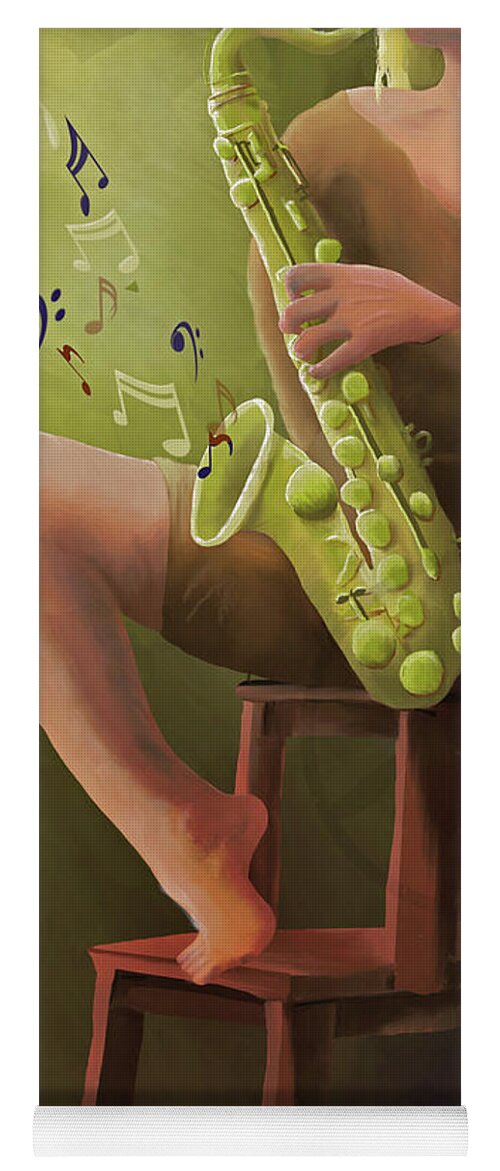Music Yoga Mat featuring the digital art Joys of the Saxophone by April Burton