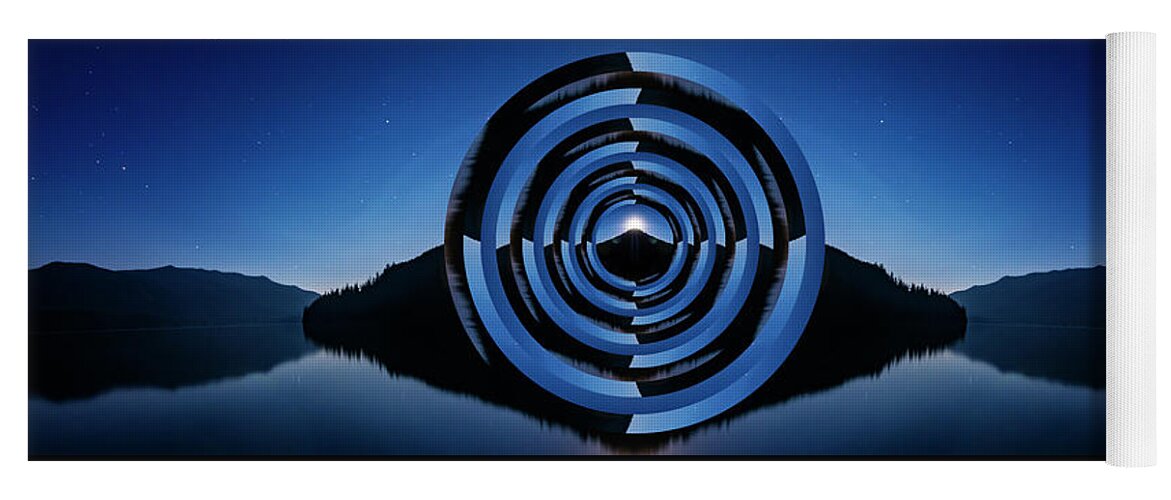 Lake Yoga Mat featuring the digital art Kachess Lake Reflection Circles by Pelo Blanco Photo