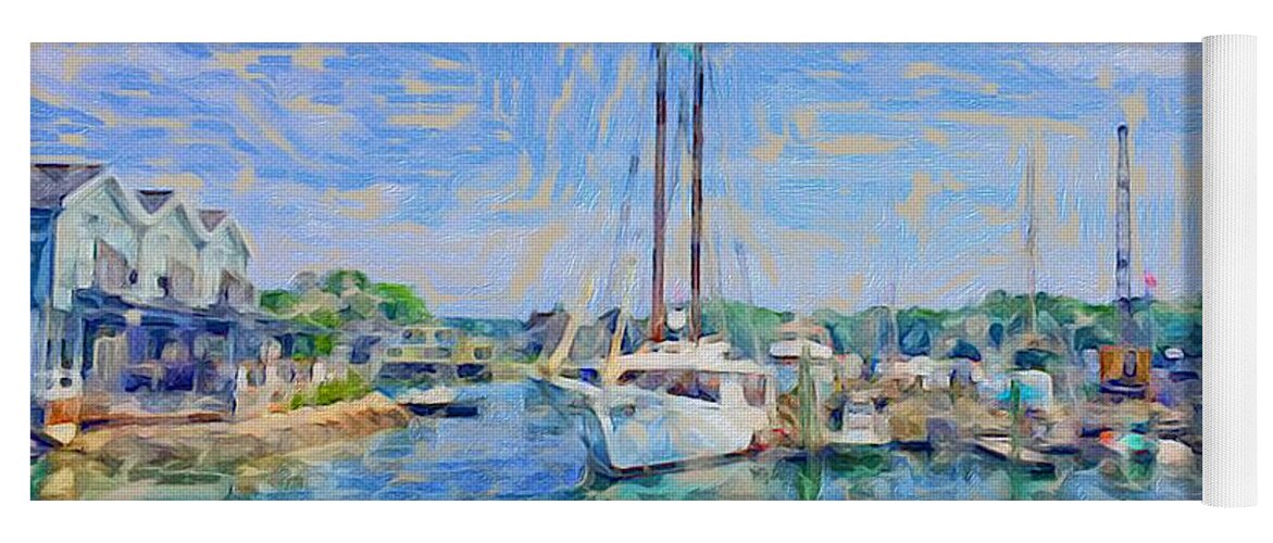 Harbor Yoga Mat featuring the digital art Kennebunkport Maine by Anne Sands