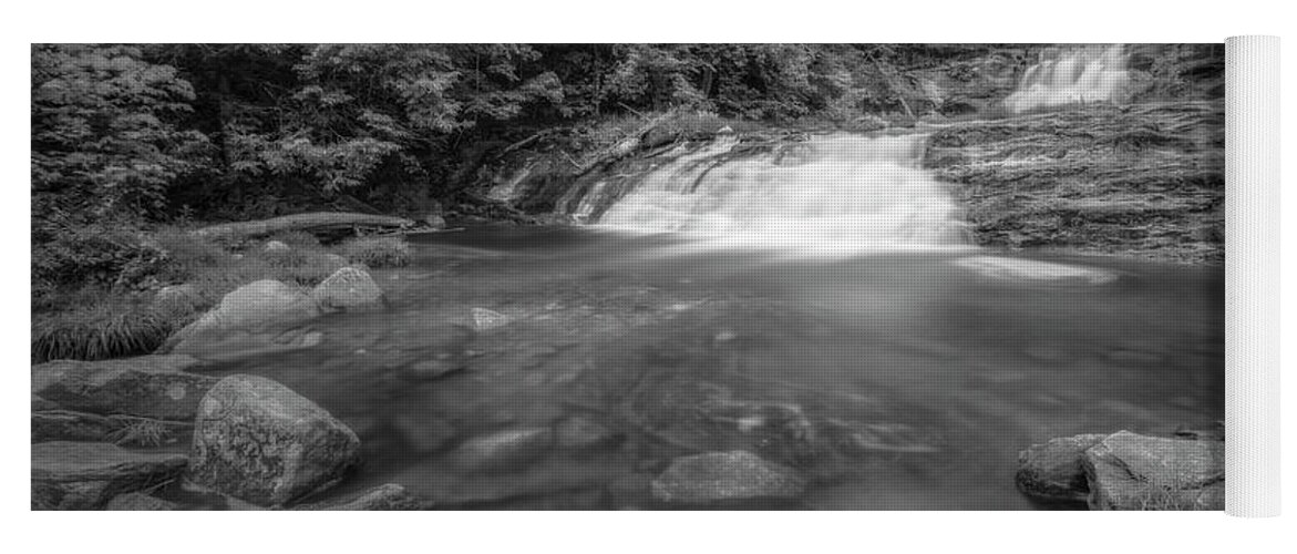 Water Falls Yoga Mat featuring the photograph Kent Falls SP CT BW by Susan Candelario