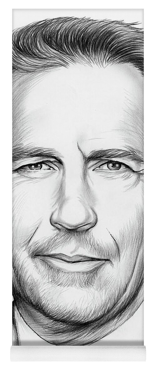 Kevin Costner Yoga Mat featuring the drawing Kevin Costner by Greg Joens