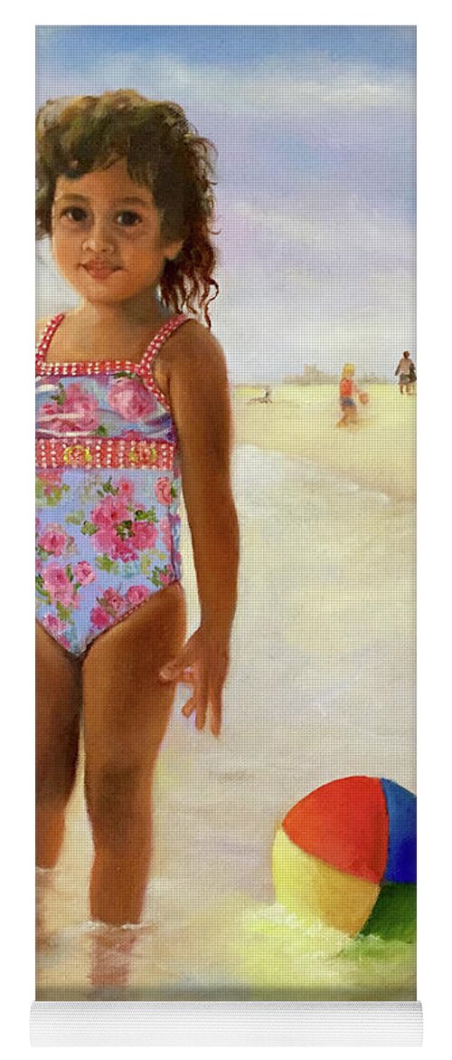 Portrait Yoga Mat featuring the painting A Day at the Beach by Marlene Book