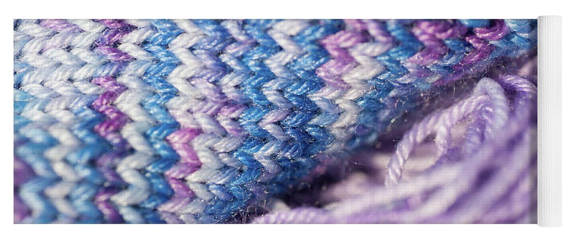 Knitting Hobbies Series. Purple Pastel Yarn And Knit 1 Yoga Mat by