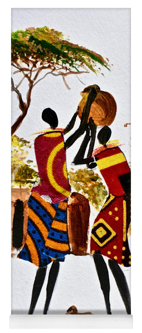 African Art Yoga Mat featuring the painting L-262 by Albert Lizah