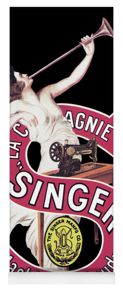 Sewing Yoga Mat featuring the painting La Compagnie Singer Machines a Coudre by Leonetto Cappiello