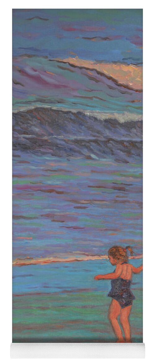 La Jolla Yoga Mat featuring the painting La Jolla Beach Girl by Beth Riso