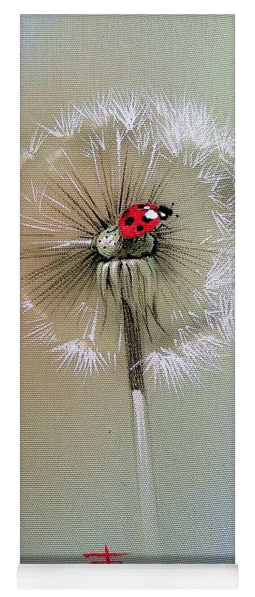 Russian Artists New Wave Yoga Mat featuring the painting Ladybug on Dandelion by Alina Oseeva
