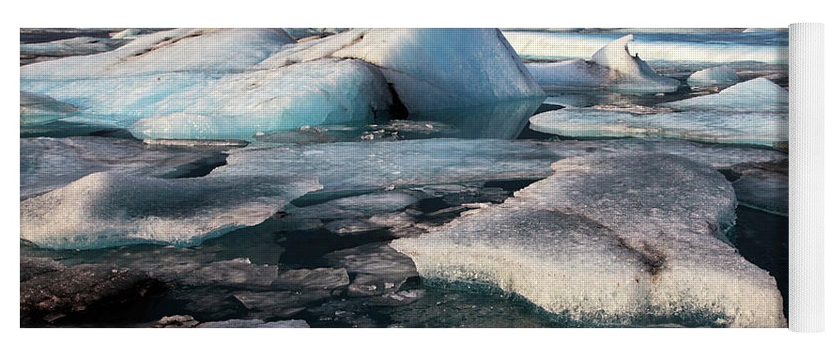 Heike Odermatt Yoga Mat featuring the photograph Lake At Vatnajokull Glacier by Heike Odermatt