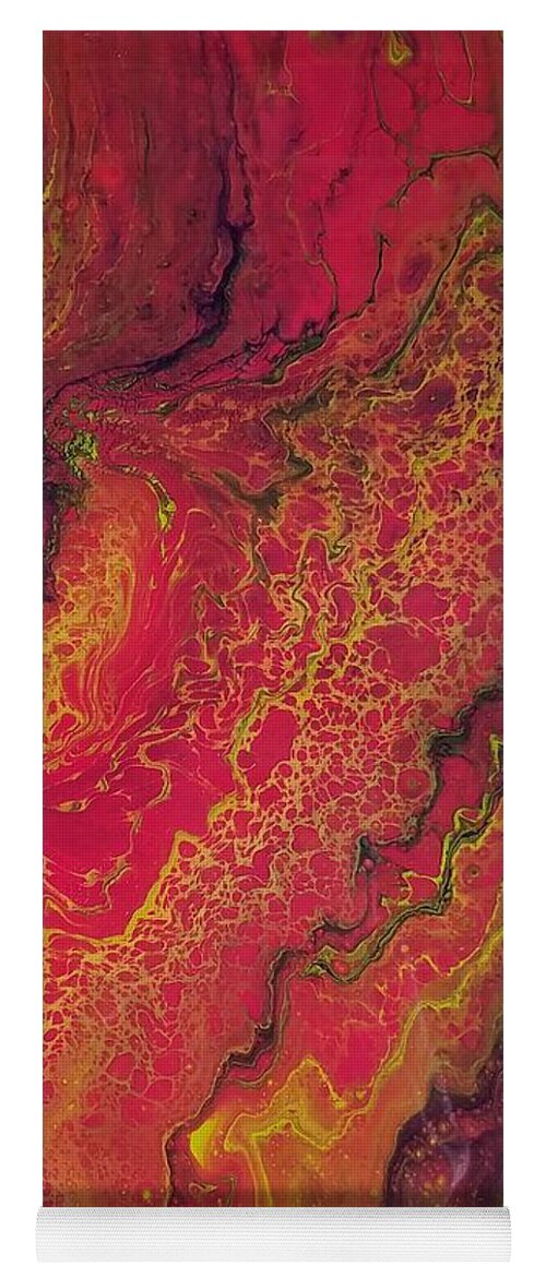 Pink Yoga Mat featuring the painting Lava Geode by Allison Fox