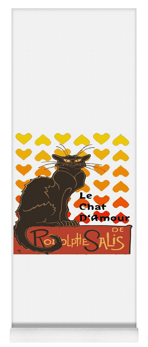 Valentine Yoga Mat featuring the digital art Le Chat D Amour Valentine Cat With Lovehearts by Taiche Acrylic Art