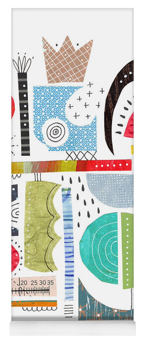 Collage Yoga Mat featuring the mixed media Le Roi Couleur by Lucie Duclos