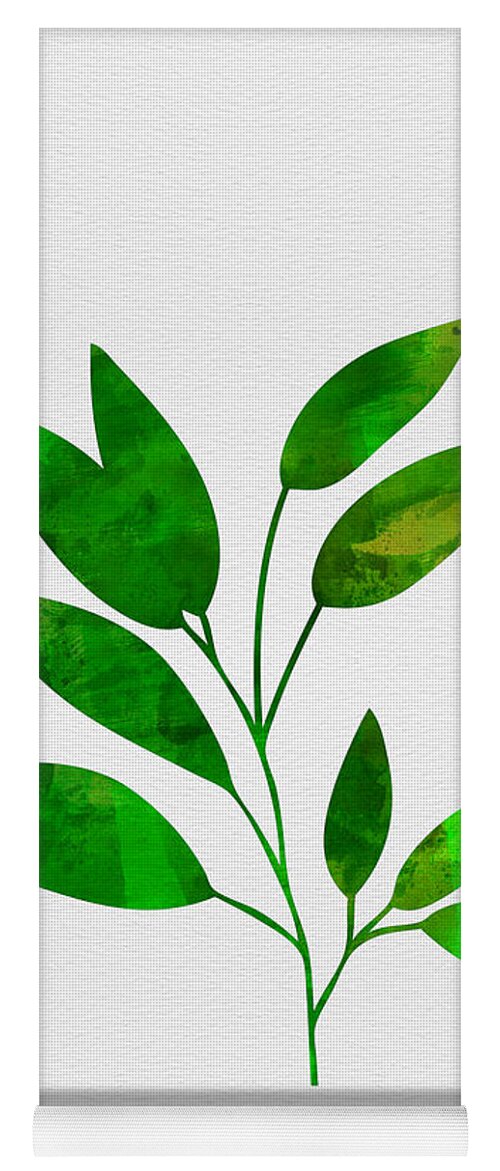 Tropical Leaf Yoga Mat featuring the mixed media Leaf Branch by Naxart Studio